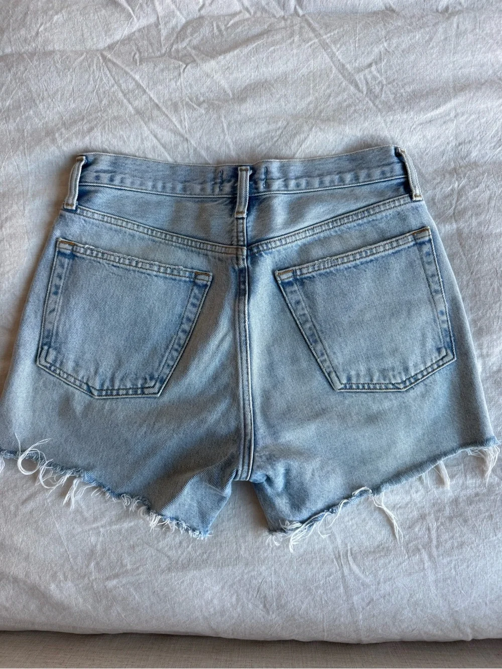 Agolde Parker Long Shorts in Light Wash Denim